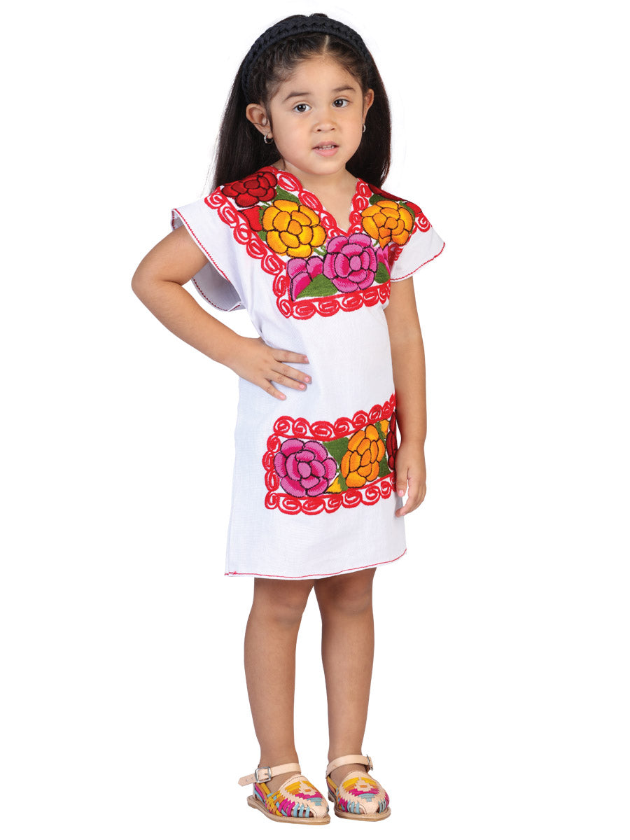 Artisanal Embroidered Dress 50% Cotton, 50% Polyester White 601662