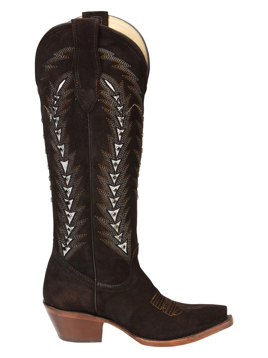 El General Women’s Embroidered Western Boots - Dark Brown  45789