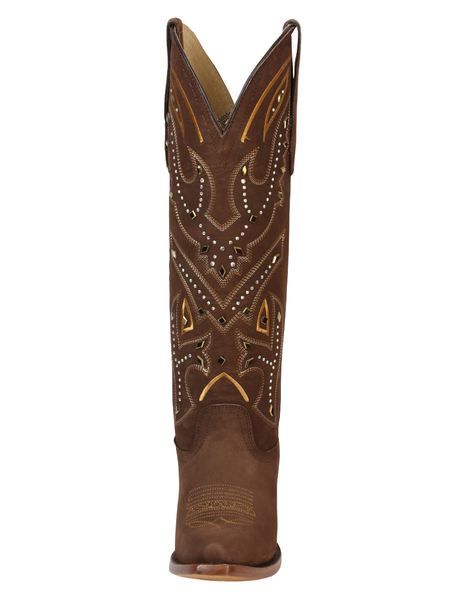 El General Women’s Embroidered Western Boots - Brown 45792