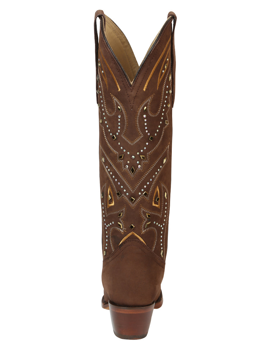 El General Women’s Embroidered Western Boots - Brown 45792
