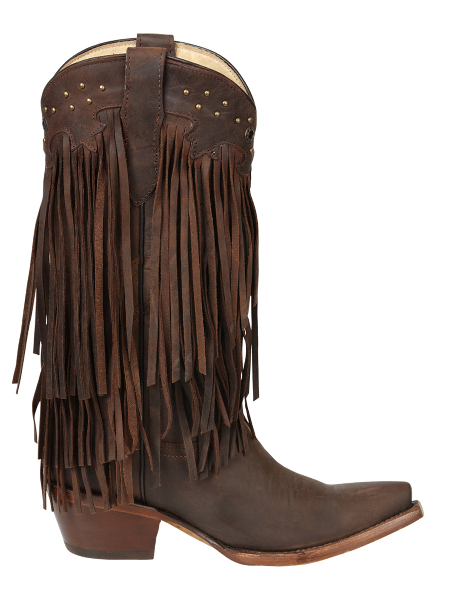 El General Women’s Fringe Western Boots - Choco 45795