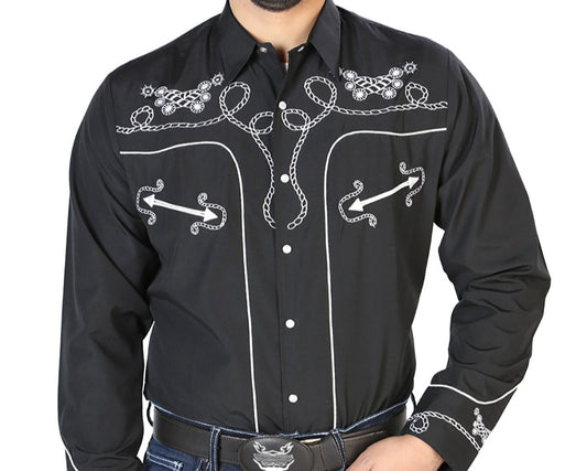 El Señor de los Cielos Embroidery Shirt Black/White 126717